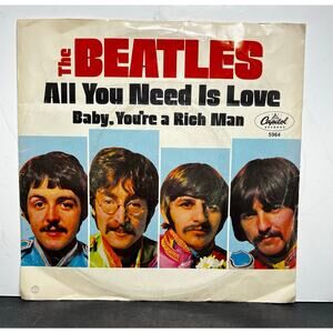 Vintage Beatles All You Need Is Love 45 RPM Single w Picture Sleeve 5964 Capitol
